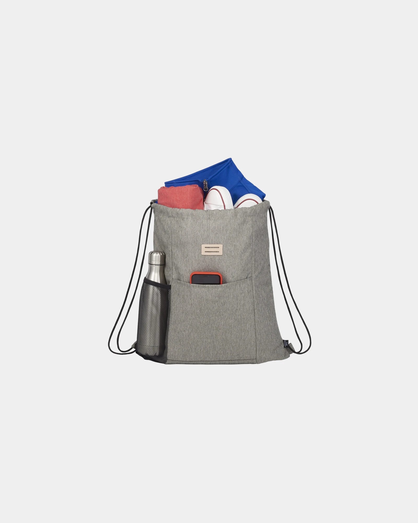 Custom recycled RPET drawstring bag with lash tab - 1